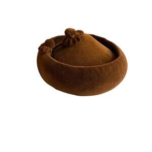 Size 6 1/4 Vintage Brown Velvet Womens Hat Padilla Sevilla 19.5"